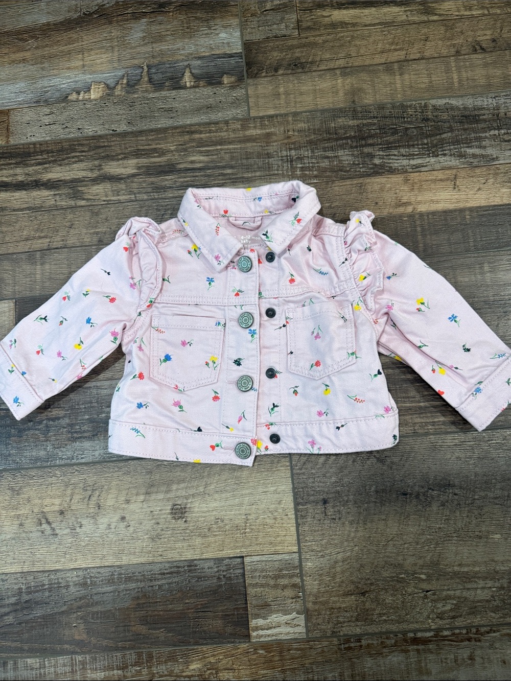 GAP Pink Floral Print Denim Jacket for Kids